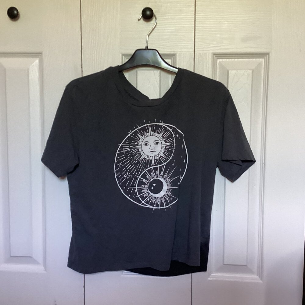 REBELLIOUS ONE Oversized Gray Celestial Yin Yang Graphic